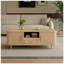 Table basse Mid-Century moderne avec rangement: portes, tiroirs et compartiments coulissants pour une élégance de salon-129149177