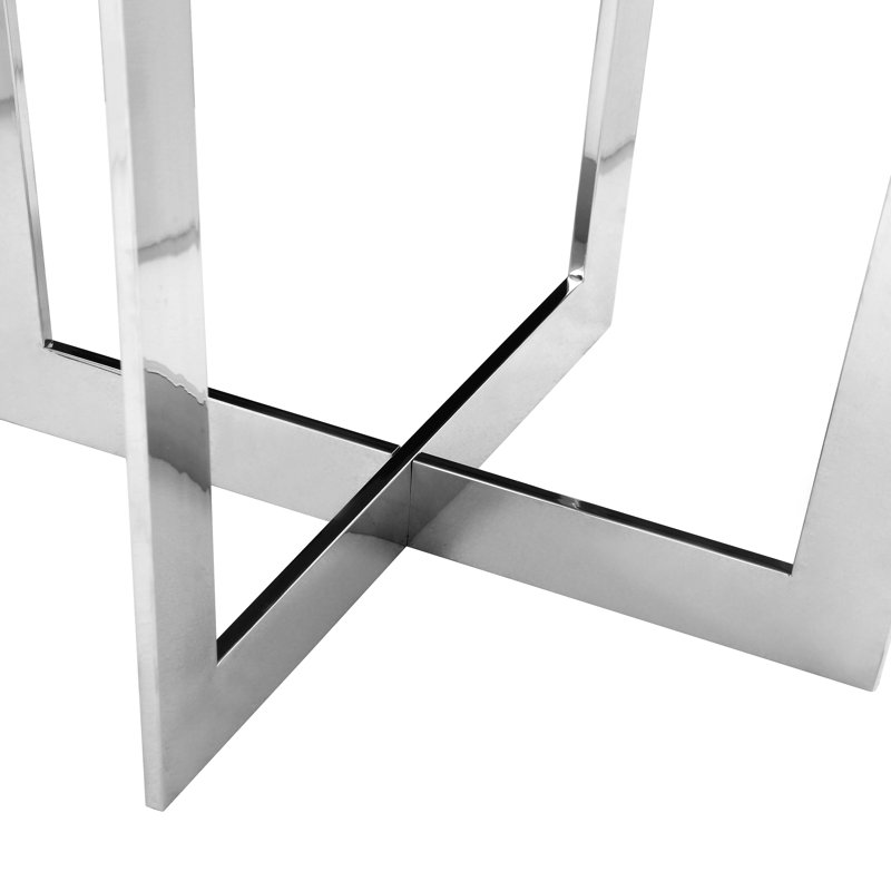 Jackson Cross Legs End Table- Modern Accent Glossy End Table for Living Room or Bedroom - White Side Table, Alabaster