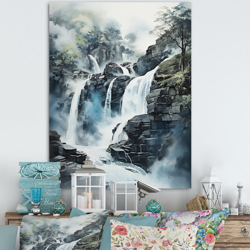 Waterfall Endless Waterfall Journey II - Décoration murale paysages, Toile tendue, H 40 po x l 30 po x P 1,5 po