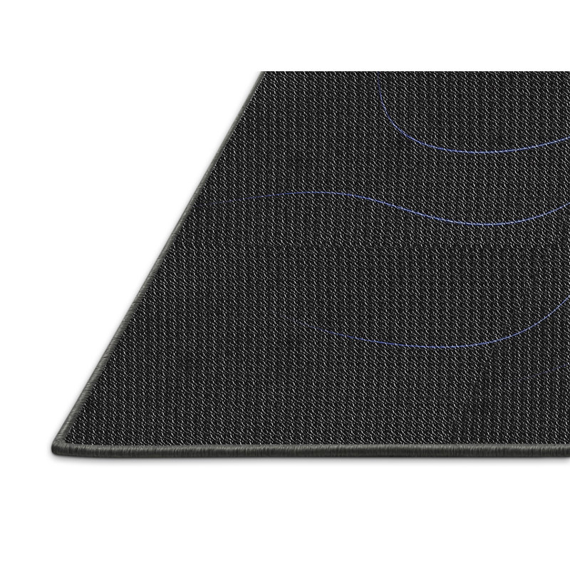Tapis abstrait en laine noir / bleu / noir, Rectangle 8 pi x 12 pi