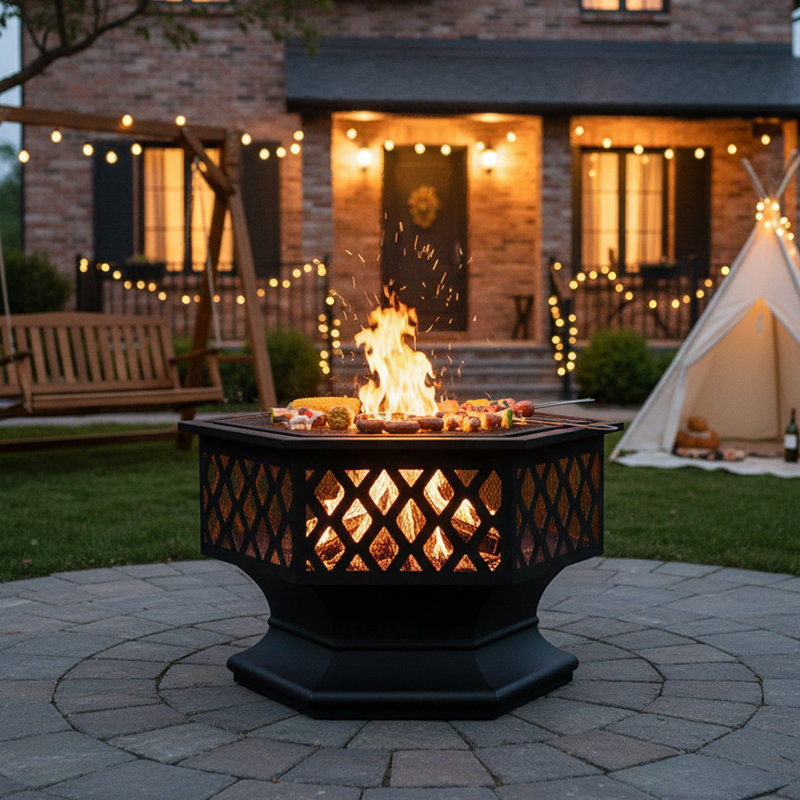 Round Iron Charcoal Fire Pit