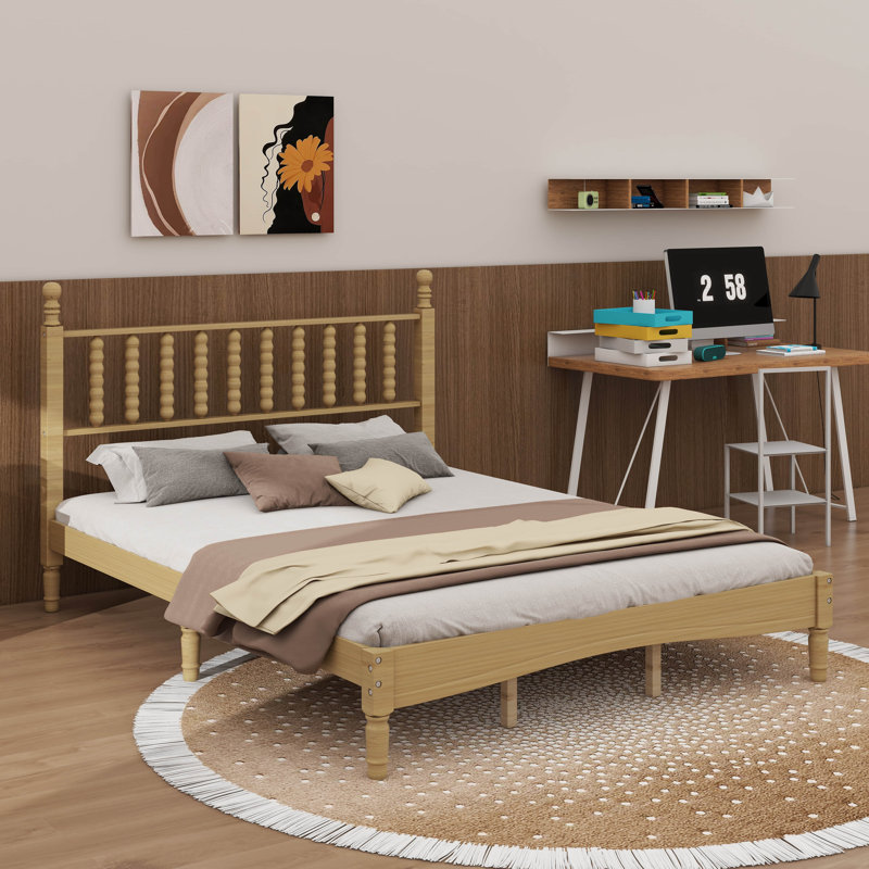 Grand lit plateforme en bois
