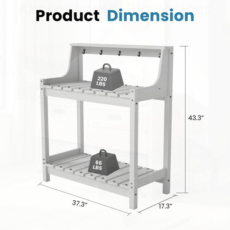 Table de rempotage durable en PEHD avec rangement, pour une utilisation extérieure toutes saisons dans le patio et la cour