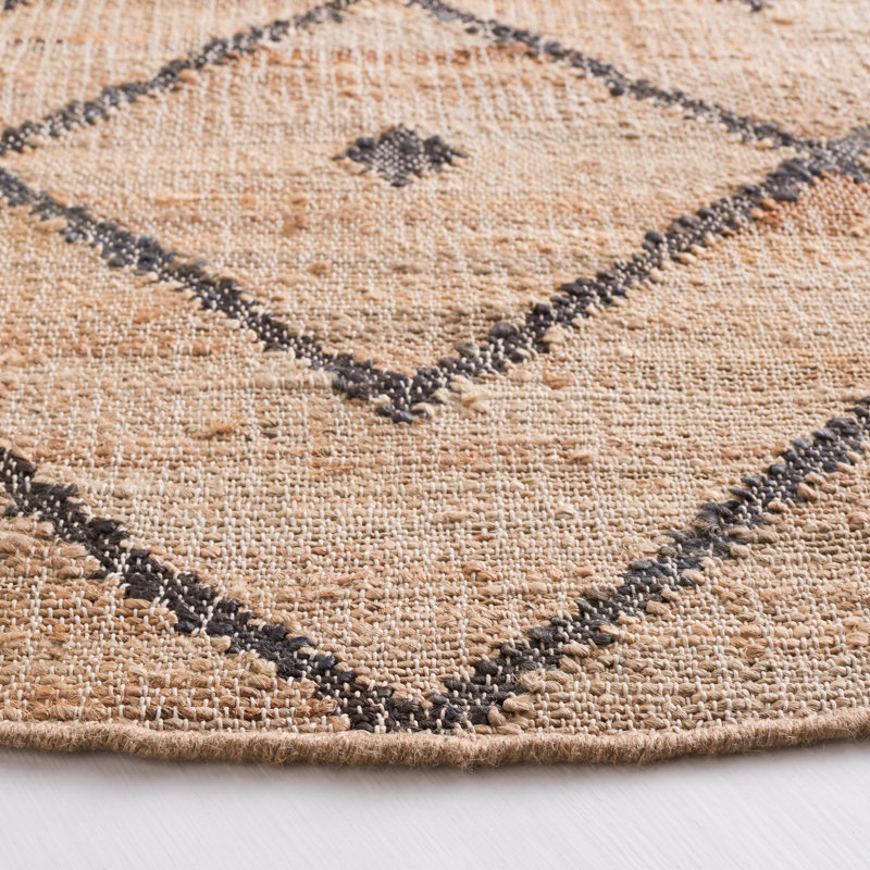 Hawes Hand Loomed Jute, Cotton Geometric Rug, Round 7'