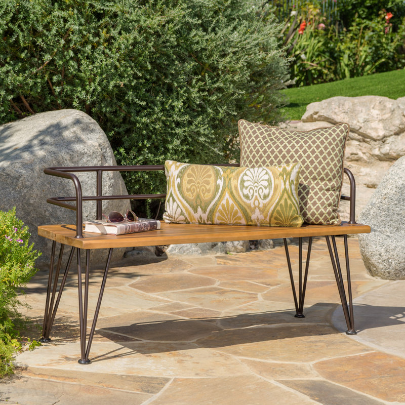 Banc industriel en bois et métal Zion