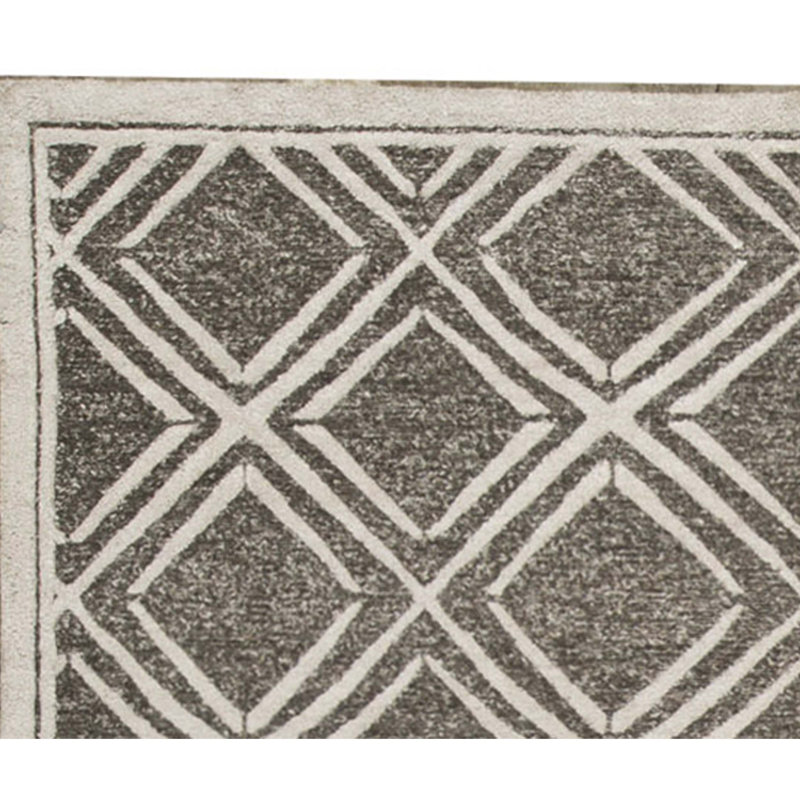 Tapis gris foncé noué à la main de haute qualité