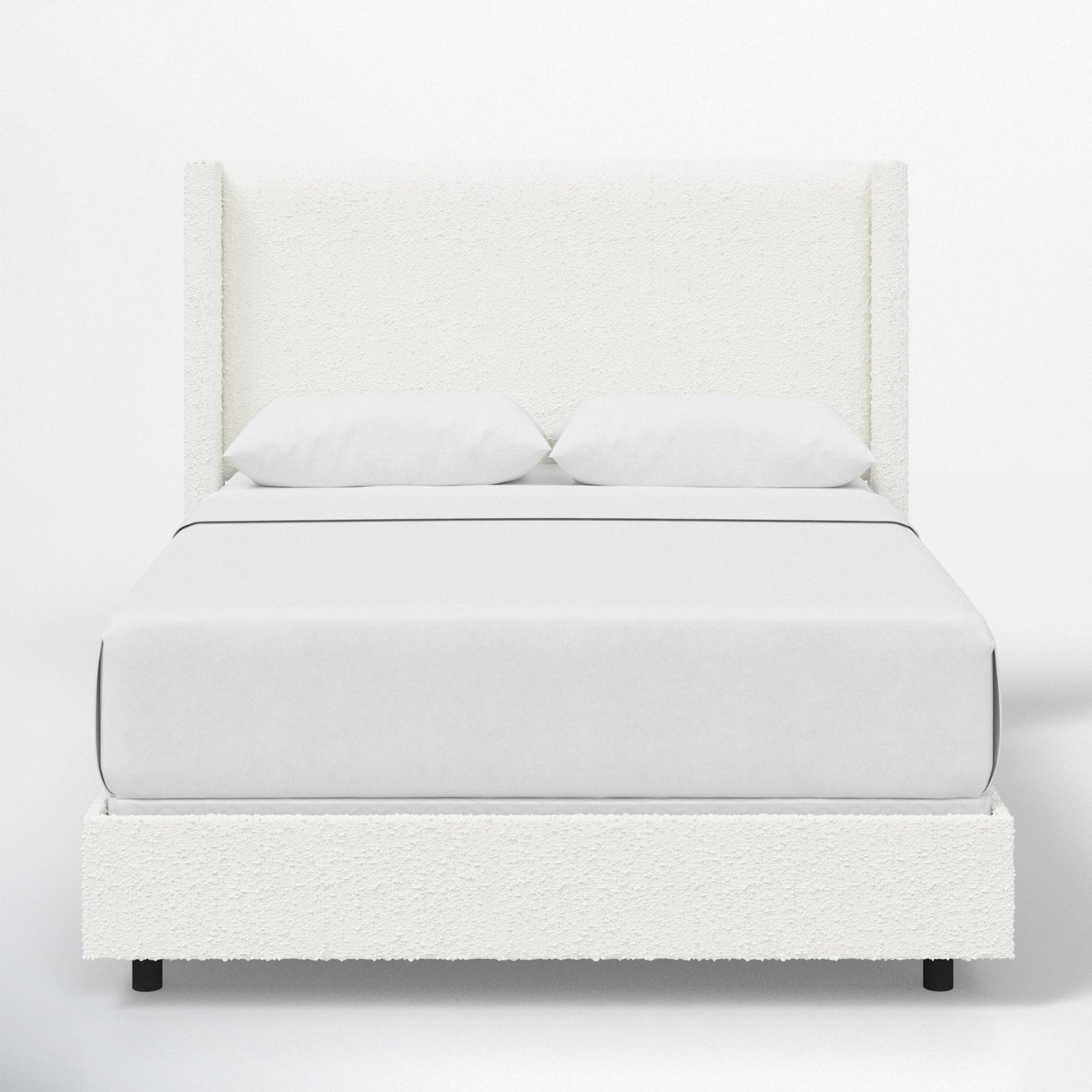Hanson Upholstered Wingback Bed, King, Classic Snow Boucle