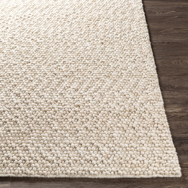 Tapis kaki / ivoire Shabuh tissé à plat à la main, Rectangle 8 pi x 10 pi
