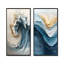 Ensemble de 2 pièces d'art mural marbré blanc et bleu - vagues côtières-813027307-813027306-813027300
