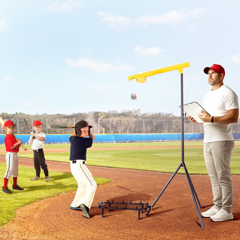 Baseball Soft Toss Machine With Rebound Net,Electric Motor Soft Toss Training System Hold Up To 8 Balls,Height And Speed Adjustable Baseball Pitching Machine