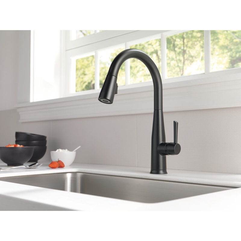 Essa Matte Black Touch Kitchen Faucet with Pull Down Sprayer, Modern Single Hole Touch On Kitchen Sink Faucet, Single Handle, Matte Black