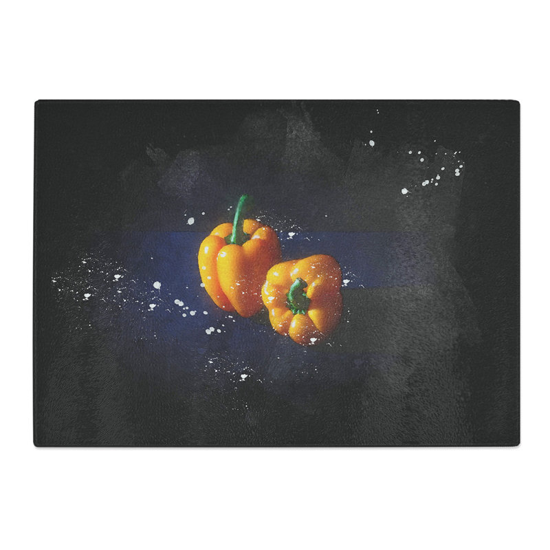 Tempered Glass Orange Bell Peppers Chopping Board, 20 cm x 28.5 cm