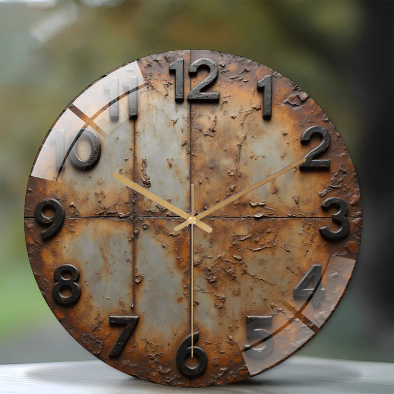 Horloge murale rustique ronde avec grands chiffres (1)