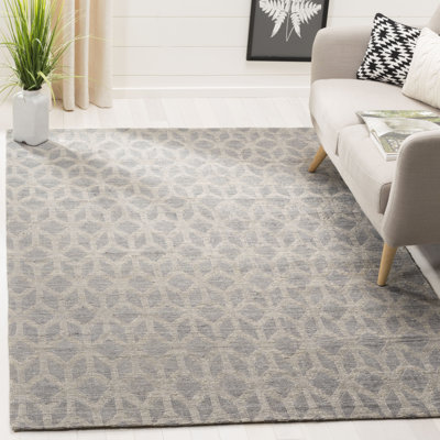 Doleman Hand Woven Jute/Cotton Geometric Rug in Gray/Gold