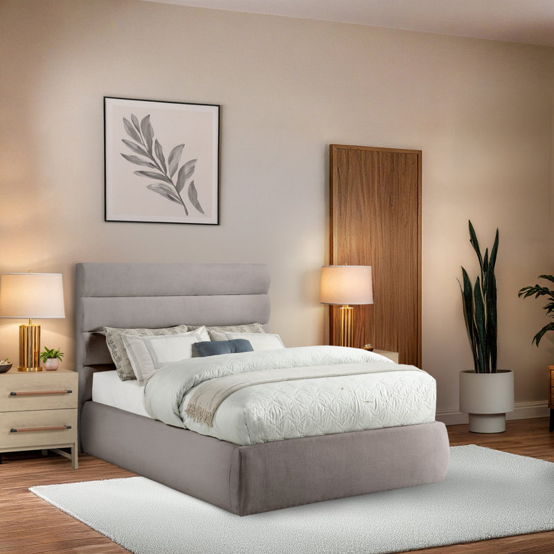 Lit en tissu Adam, Full, Taupe Linen Textured Fabric