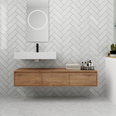 Meuble-lavabo flottant de 60 po avec tiroir à fermeture en douceur