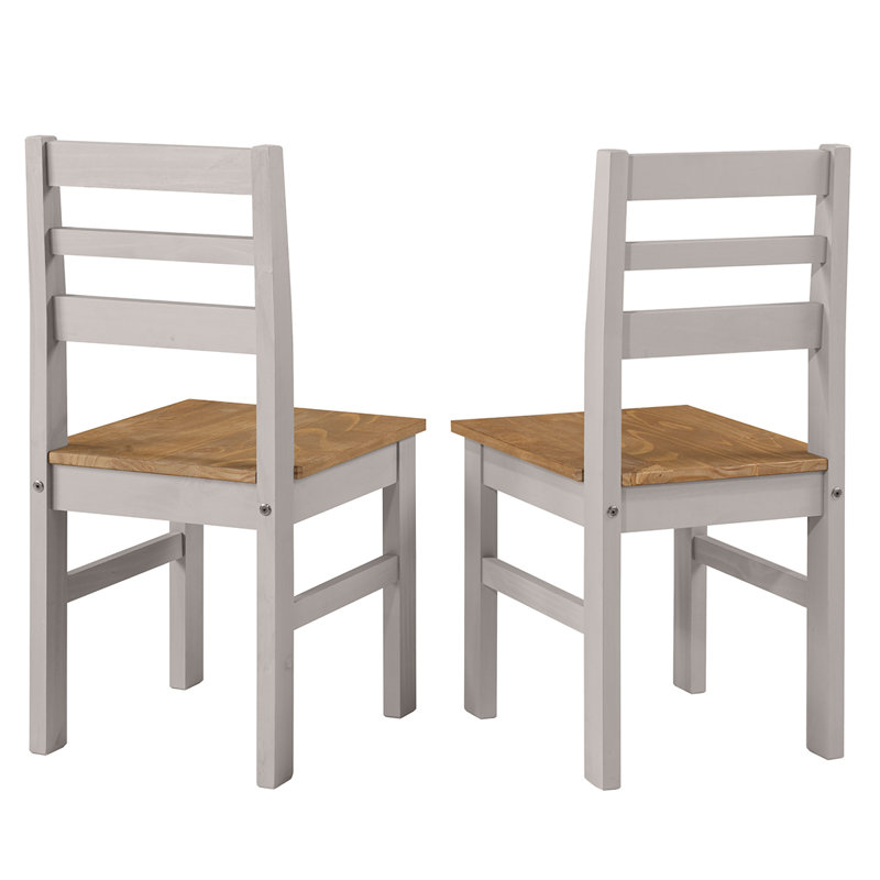 Cortavious 16.92'' H Pine Solid Wood Side Chair, Gray Wash