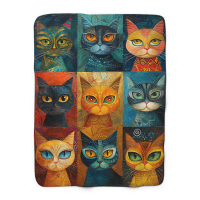 Cat-tastic kaléidoscope - couverture en sherpa de qualité supérieure - reproduction d'art luxueuse