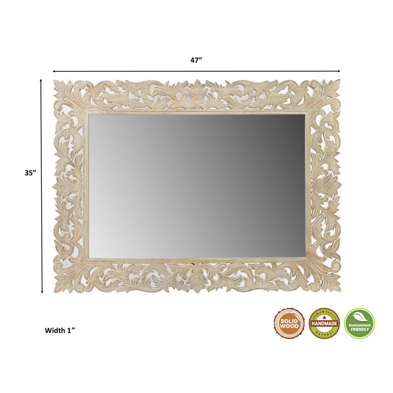 Harleen Solid Wood Flat Mirror, White