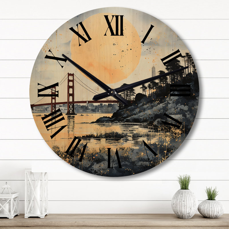 Horloge murale en bois massif Jaysa, Grand