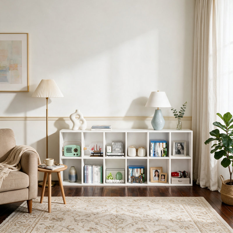 Zendaya 71.65''H × 23.62'' W Cube Bookcase, White