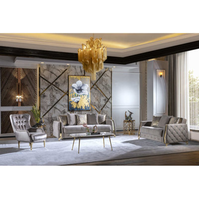 Ensemble de salon moderne 3 pièces Lust en taupe LIL (CA)
