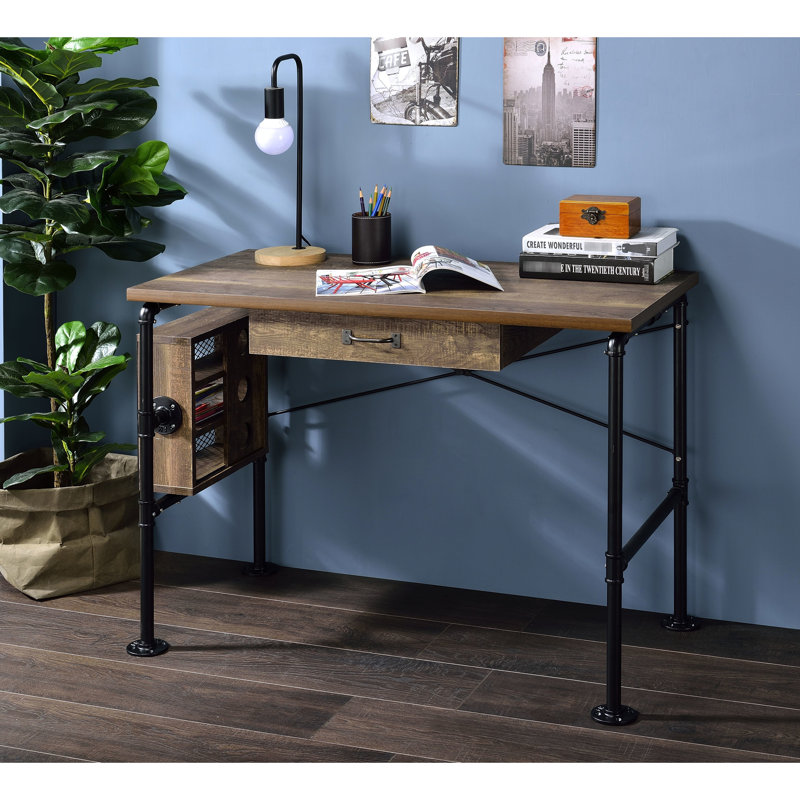 Table d'écriture avec placage de bureau rectangulaire à 3 niveaux à 3 tiroirs