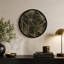  Art mural rond abstrait géométrique noir et or avec cadre en aluminium et housse en acrylique-129402265