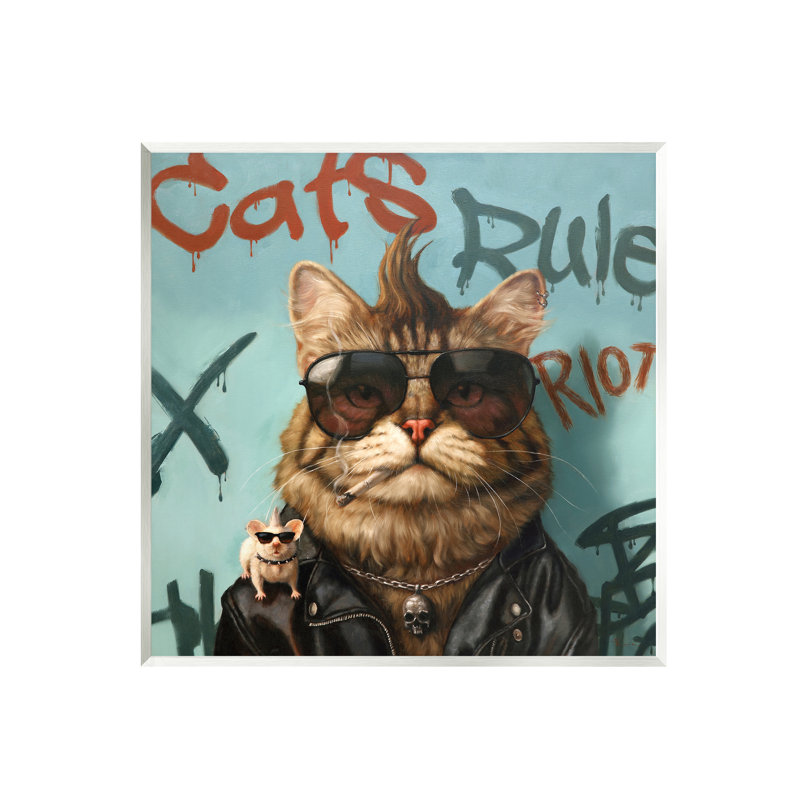 "Stupell Industries", "Chats regle", art urbain sur bois par Lucia Heffernan-au-951