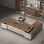 Bureau de direction en L 94,49 po haut de gamme et brun grand-1443786000