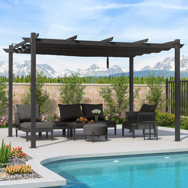 4m x 3m Aluminium Pergola, Grey