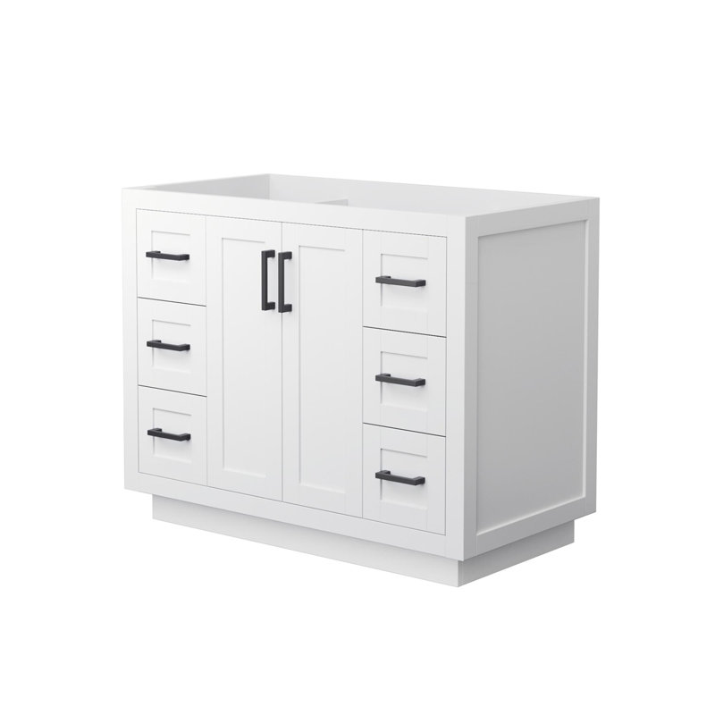 Miranda 42-Inch White and Matte Black Freestanding Single Bathroom Vanity