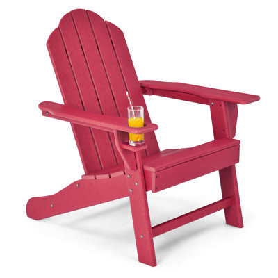 Chaise de patio Adirondack résistante aux intempéries avec porte-gobelet
