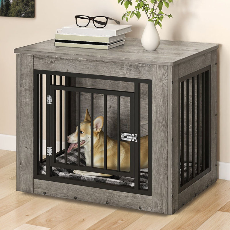 Meuble de caisse pour chien, meuble télé avec serrure, table de bout Furniture Style, Grand (H 26,8 po x l 38,2 po x P 24 po)