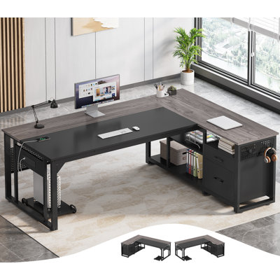 L-Shaped Steel Executive Desk