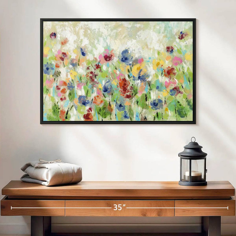 Fleurs de printemps au printemps I, 25 po x 17 po, Cadre flottant noir