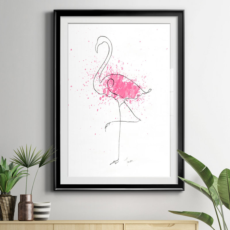 Flamingo Splash II - reproduction de photo encadrée sur papier, H 22,5 po x l 30,5 po x P 1,5 po, Noir