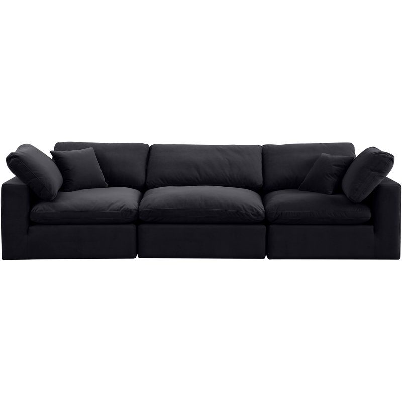 Ivoryanna 119'' Velvet Sofa, Black Velvet