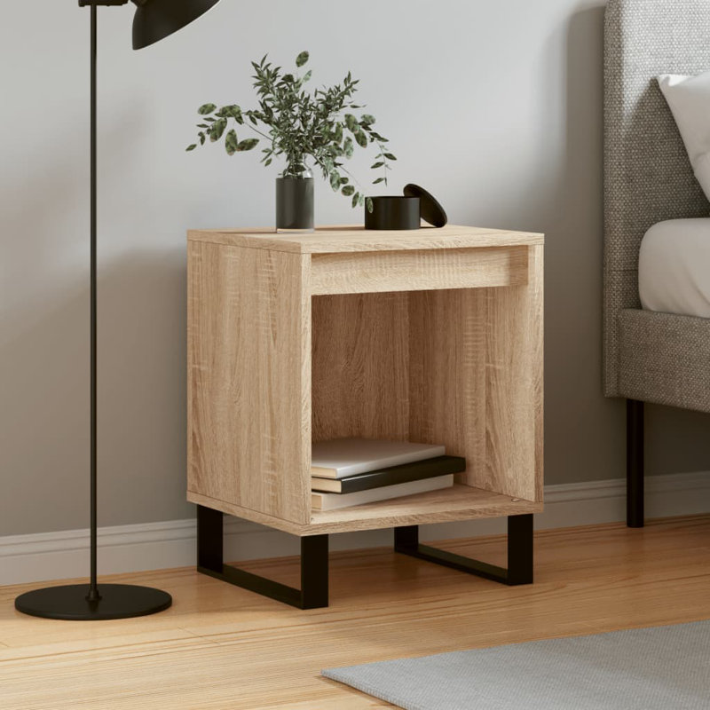 Cromartie Metal Bedside Table, Smoked Oak, Individual