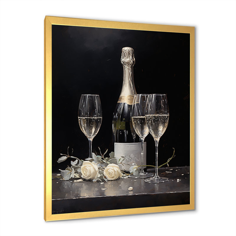 «Cuves Sparkling Champagne», reproduction sur toile, Cadre doré simple, H 40 po x l 30 po x P 1,5 po