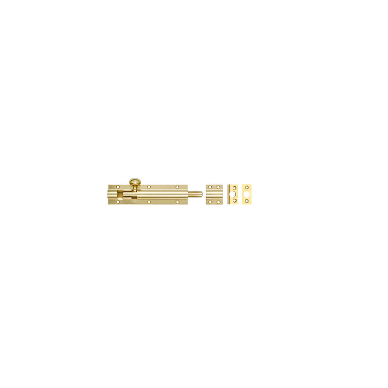 Architectural Barrel Bolt, Polished Brass, 20cm H x 3cm W x 1.5cm D
