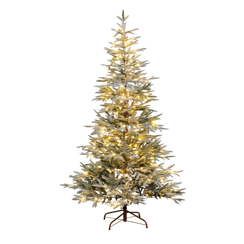 7 pi Sapin de Noël artificiel pré-éclairé avec 200 lumières DEL blanc chaud