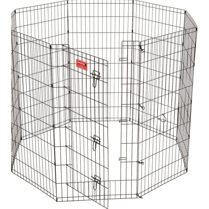Lucky Dog 48" Black Metal Exercise Pen with Stakes