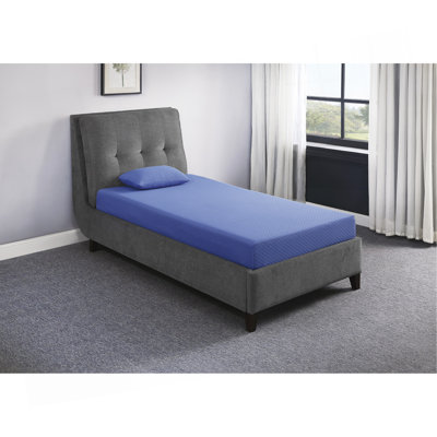 Ensemble de matelas et oreiller 7inch en mousse viscoélastique imprégnée de gel respirante, bleu, matelas dans une boîte