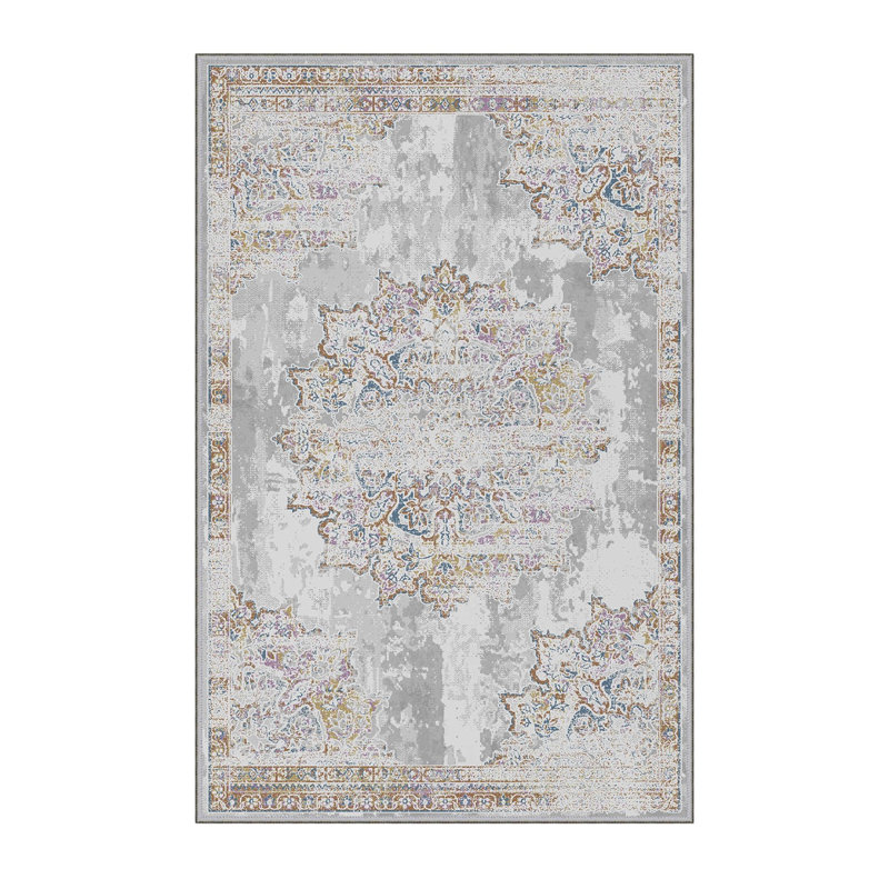 Premium Polyester Area Rug (5.2 x 7.5 ft), 100% Antibacterial, Non-Slip Underside, 0.3 in Pile Height | Machine Washable, 3D Digital Print, Durable Woven Carpet | Ideal for Living Room, Bedroom & Dining Spaces