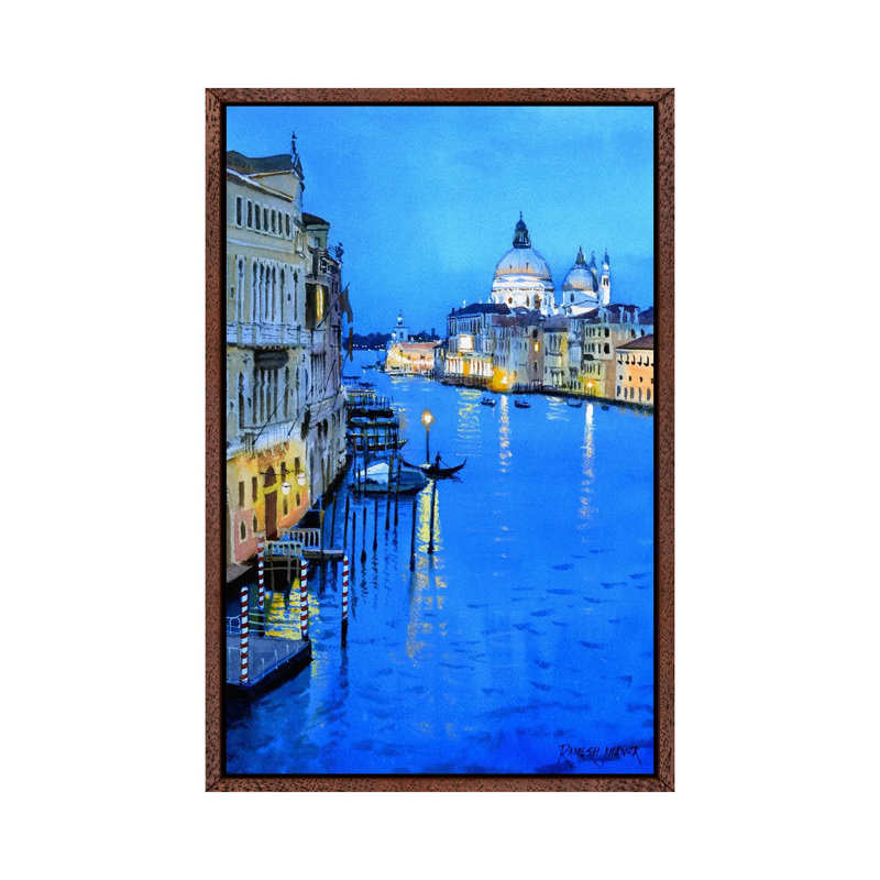 Venice Nocturne by Ramesh Jhawar - Gallery-Wrapped Canvas Giclée on Canvas, Classic Wood Floater Frame