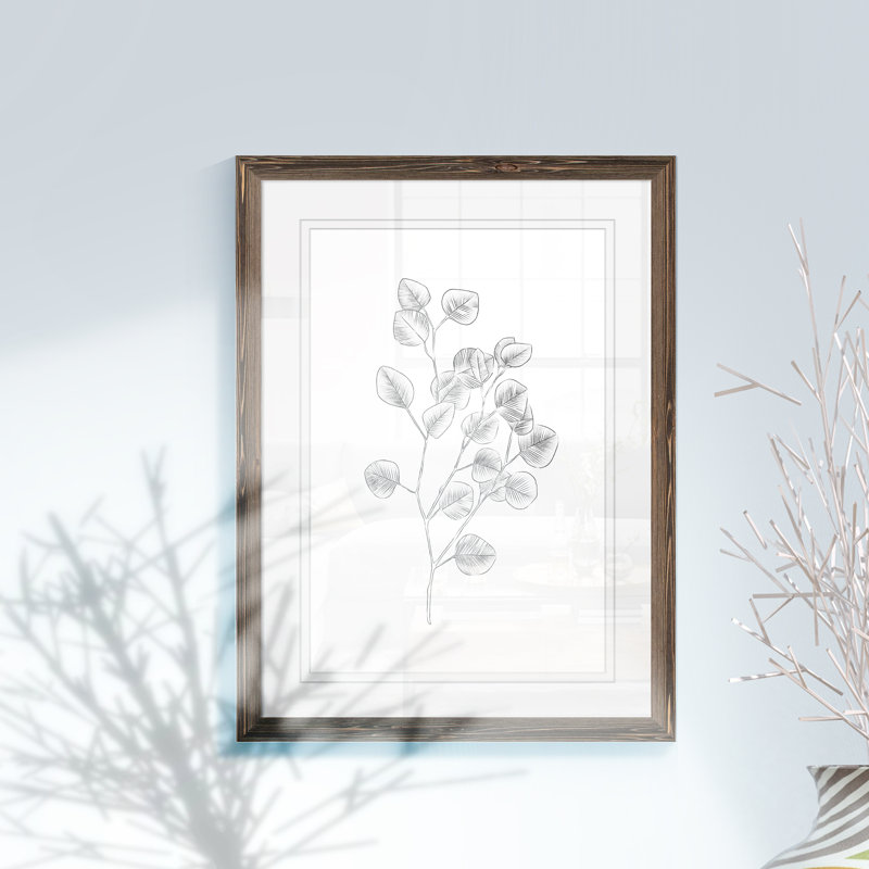 Eucalyptus sketch iii-reproduction de peinture encadrée, H 32 po x l 44 po x P 1,3 po, Impression encadrée espresso