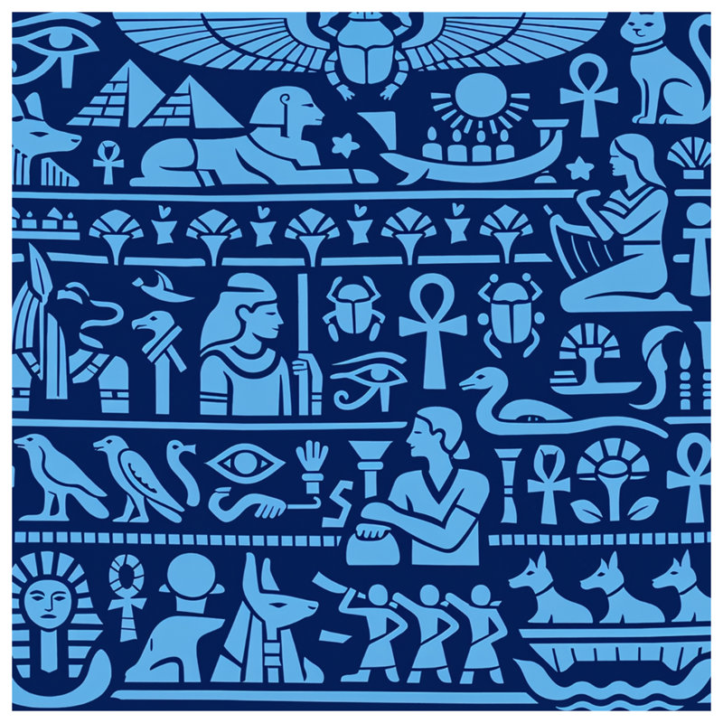 Coussins décoratifs égyptiens Hiéroglyphes, 16 x 16 inches