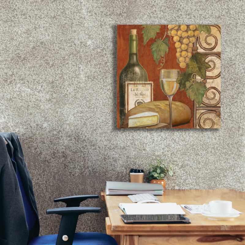 «Wine And Cheese Tustation 1» par Art Licensing Studio, art mural sur toile, H 26 po x l 26 po x P 1,5 po