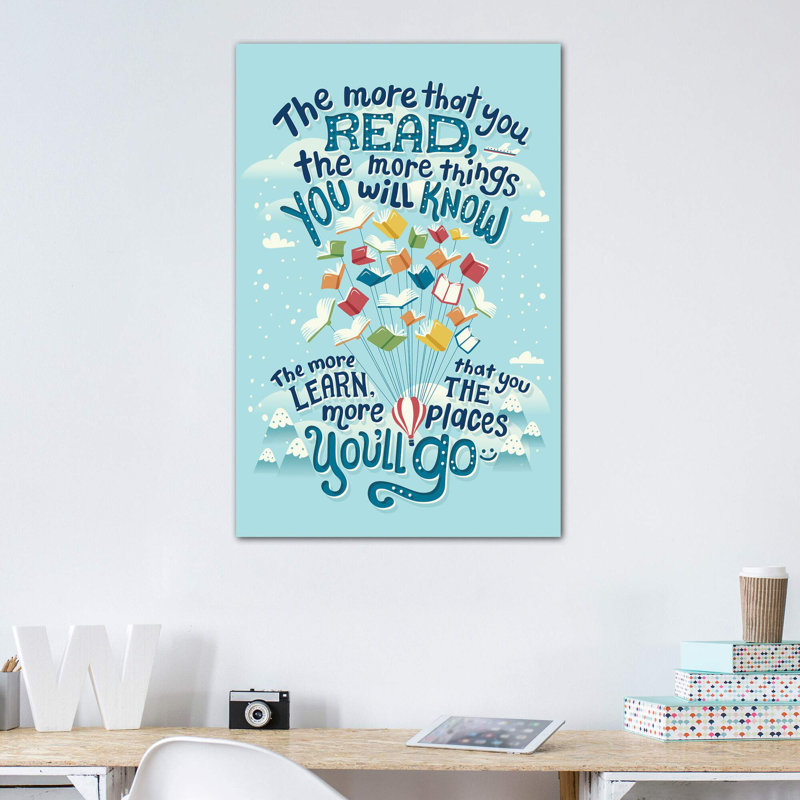 Dr Seuss Quote par Risa Rodil - reproduction d'art textuel, H 48 po x l 32 po x P 1,5 po, Toile tendue, Pas de tapis
